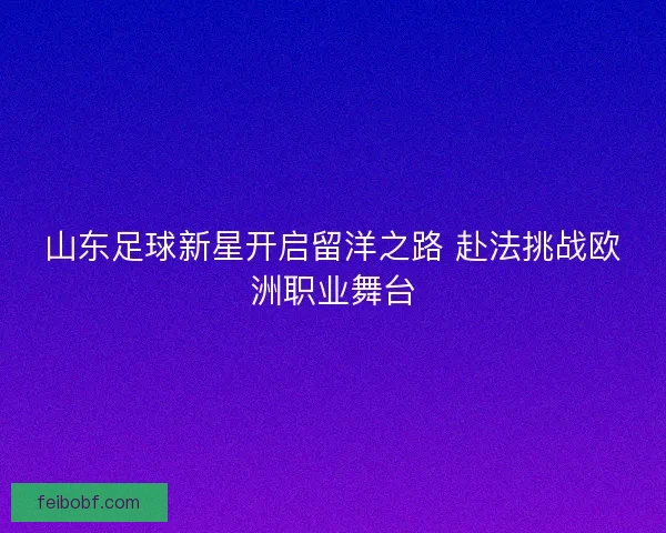 山东足球新星开启留洋之路 赴法挑战欧洲职业舞台